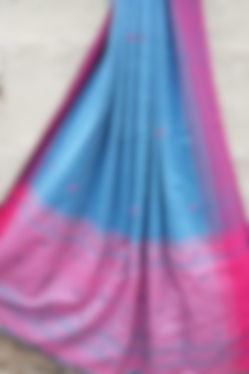 Light Blue & Pink Handwoven Saree by Rupali Kalita at Pernia's Pop Up Shop