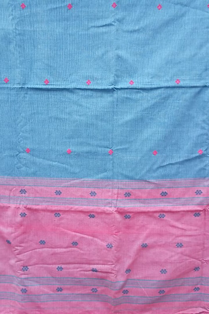 Light Blue & Pink Handwoven Saree by Rupali Kalita at Pernia's Pop Up Shop