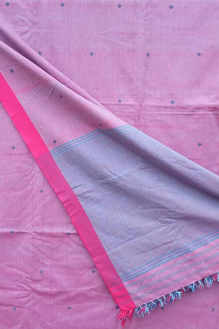 Pink Handwoven Striped Saree by Rupali Kalita at Pernia's Pop Up Shop
