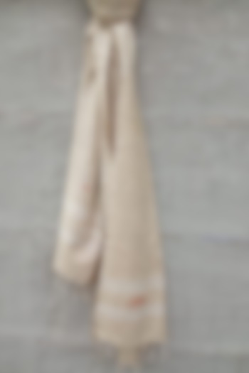 Beige Handwoven Stole by Rupali Kalita at Pernia's Pop Up Shop