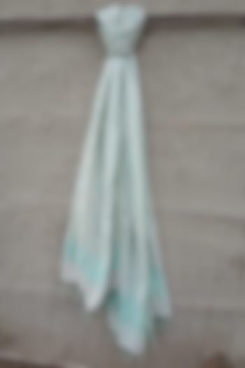 Light Blue Handwoven Striped Stole by Rupali Kalita at Pernia's Pop Up Shop