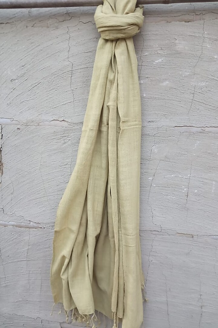 Beige Cotton Eri Handwoven Stole by Rupali Kalita at Pernia's Pop Up Shop