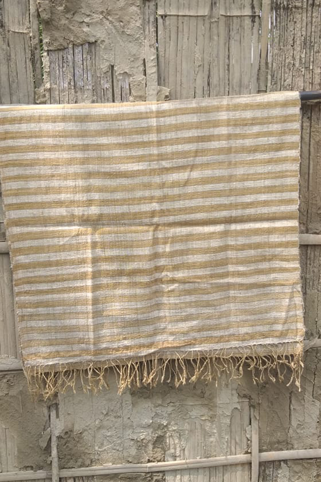 Beige Eri Handwoven Stole by Rupali Kalita at Pernia's Pop Up Shop