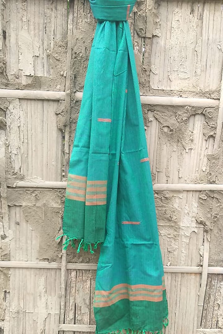 Blue Cotton Handwoven Stole by Rupali Kalita at Pernia's Pop Up Shop