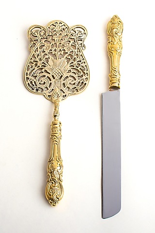 Gold & Silver Brass Cutlery Set (Set of 2) by RURAL THEORY