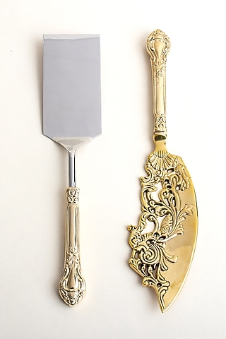 Gold & Silver Brass Cutlery Set (Set of 2) by RURAL THEORY