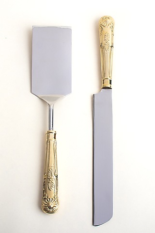 Gold & Silver Brass Cutlery Set (Set of 2) by RURAL THEORY