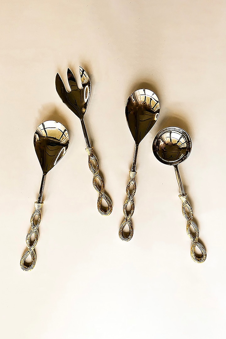 Gold & Silver Brass Serving Set (Set of 4) by RURAL THEORY