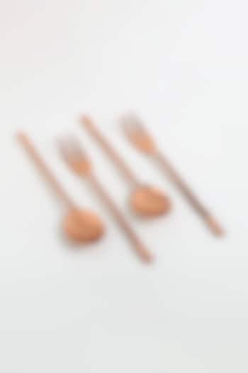 Rose Gold Steel Cutlery Set (Set of 4) by RURAL THEORY