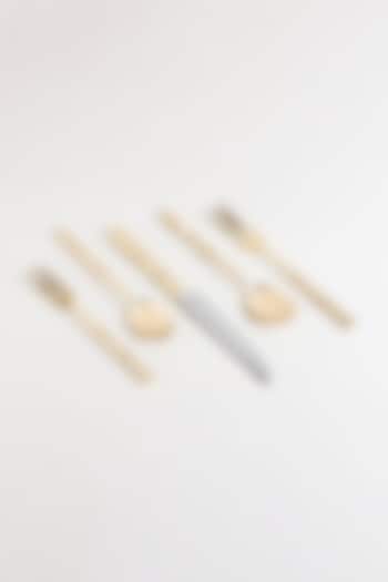 Gold & Silver Brass Cutlery Set (Set of 5) by RURAL THEORY