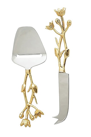Gold & Silver Brass Cutlery Set (Set of 2) by RURAL THEORY