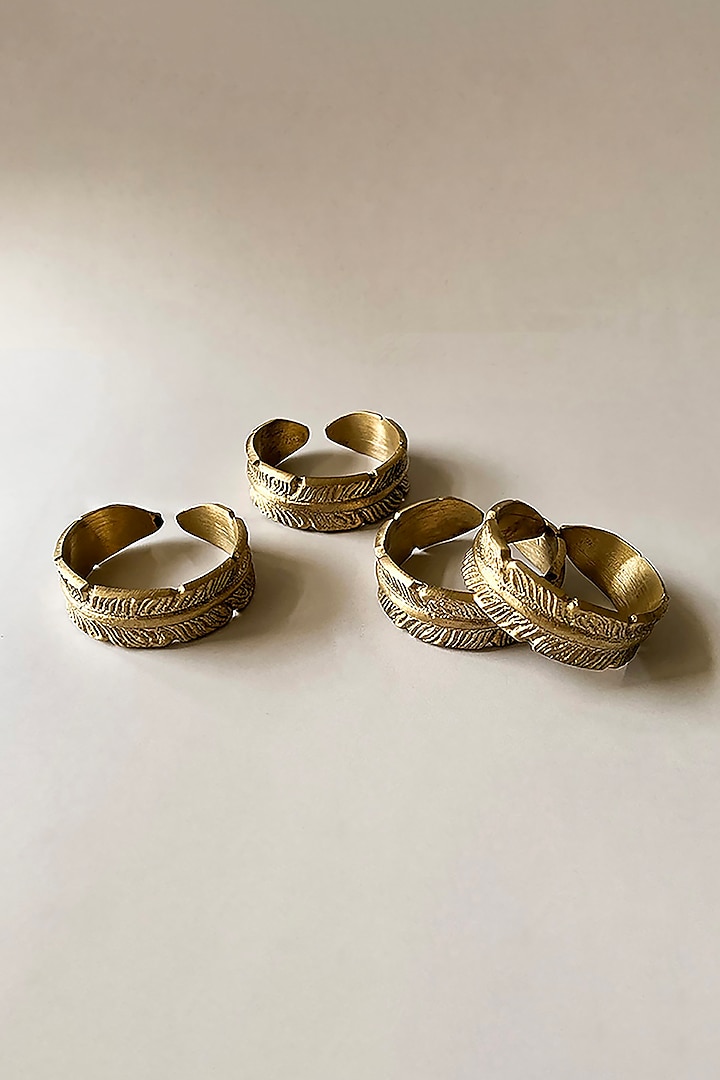 Gold Brass Napkin Rings (Set of 4) by RURAL THEORY