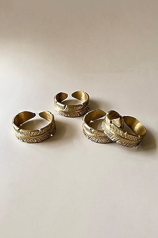 Gold Brass Napkin Rings (Set of 4) by RURAL THEORY