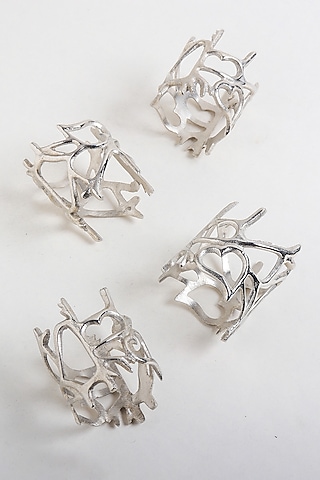Silver Brass Napkin Rings (Set of 4) by RURAL THEORY