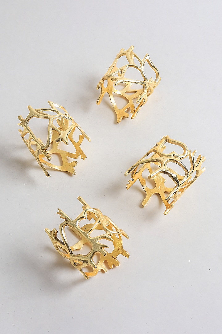 Gold Napkin Rings In Brass (Set of 4) by RURAL THEORY