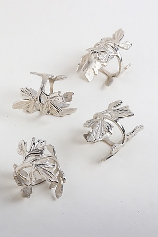 Silver Napkin Rings In Brass (Set of 4) by RURAL THEORY