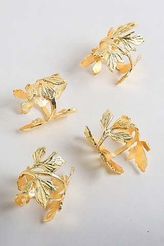 Gold Brass Hand-Casted Napkin Rings (Set of 4) by RURAL THEORY