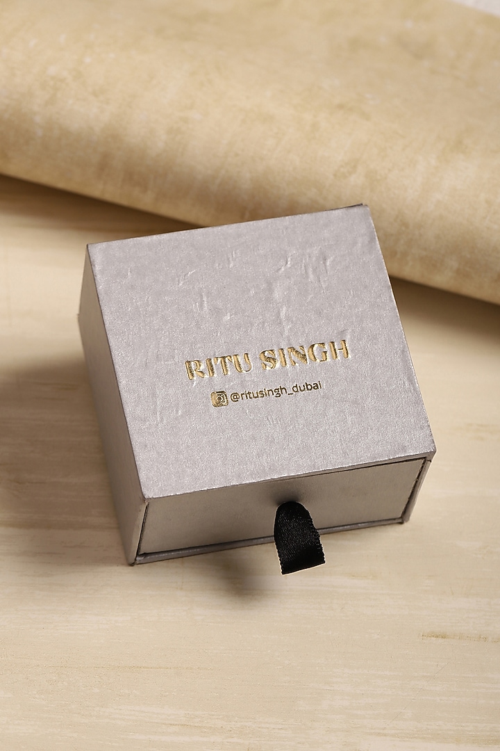 White Finish American Diamond Long Necklace Set by Ritu Singh at Pernia's Pop Up Shop