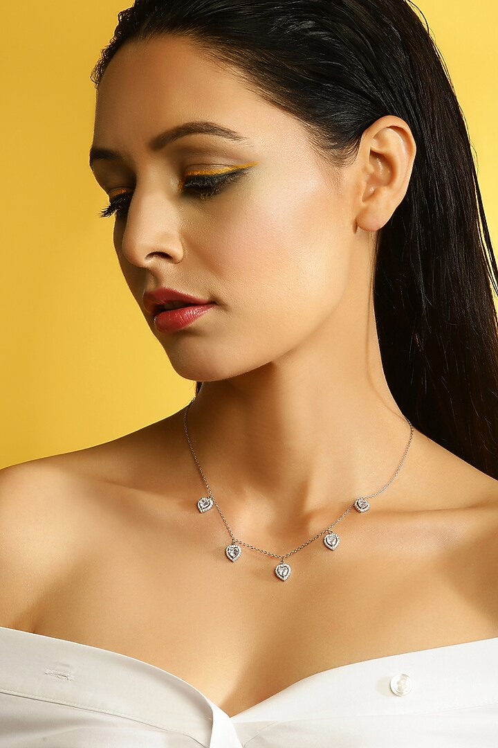 White Finish American Diamond Necklace by Ritu Singh at Pernia's Pop Up Shop