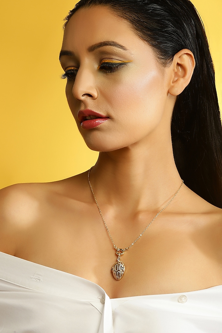 Gold Finish Zircon Necklace by RITU at Pernia's Pop Up Shop