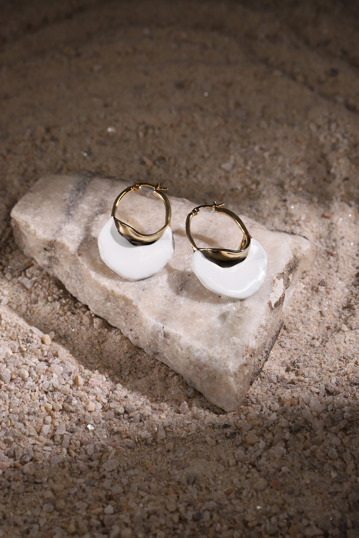 Gold Finish White Pearl Dangler Earrings by Ritu Singh