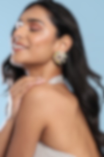 Gold Finish Multi-Colored Stone Stud Earrings by Ritu Singh at Pernia's Pop Up Shop