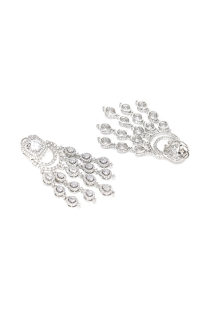 White Finish Zircon Dangler Earrings by Ritu Singh at Pernia's Pop Up Shop
