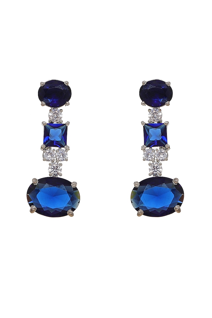 White Finish Blue Stone & Diamond Necklace Set by Ritu Singh at Pernia's Pop Up Shop