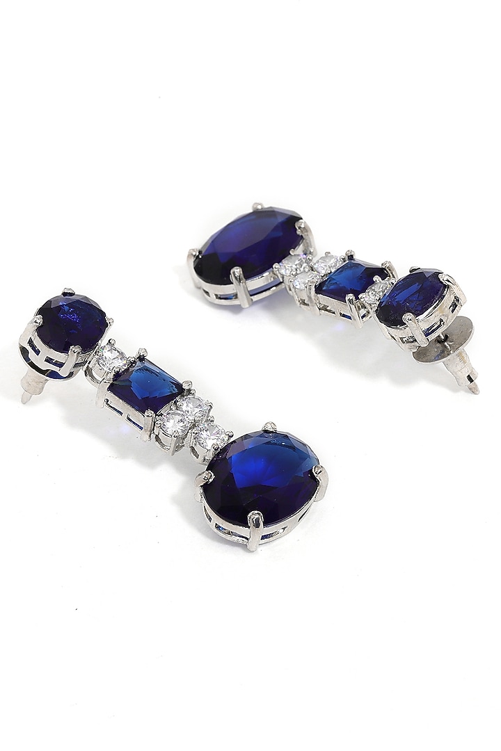 White Finish Blue Stone & Diamond Necklace Set by Ritu Singh at Pernia's Pop Up Shop