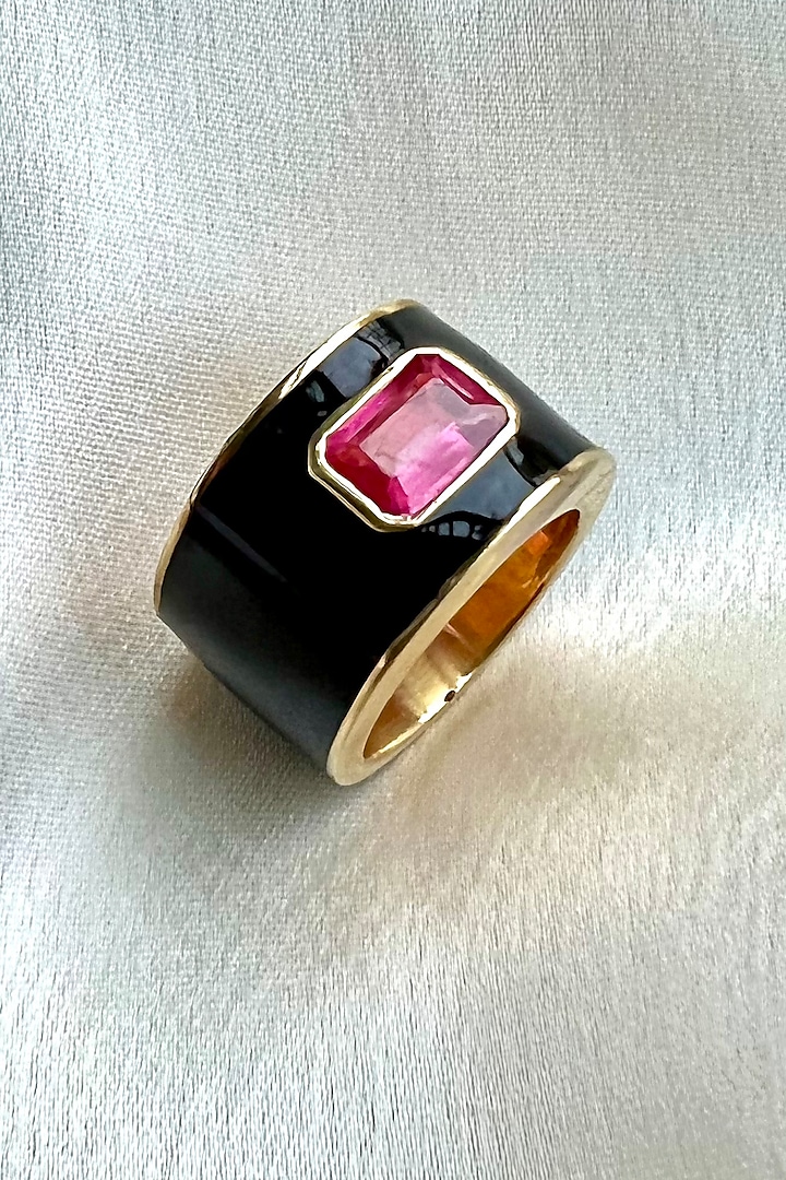 Gold Plated Red Natural Ruby Ring In Sterling Silver by RUUH STUDIOS