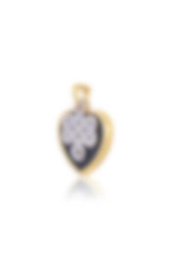 Gold Plated Black Onyx & Cubic Zirconia Heart Pendant Necklace In Sterling Silver by RUUH STUDIOS