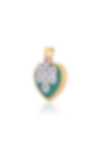 Gold Plated Green Onyx & Cubic Zirconia Heart Pendant Necklace In Sterling Silver by RUUH STUDIOS