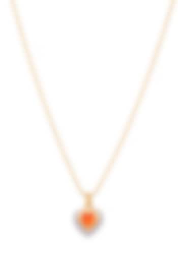 Gold Plated Carnelian Stone & Cubic Zirconia Heart Pendant Necklace In Sterling Silver by RUUH STUDIOS