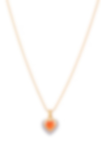 Gold Plated Carnelian Stone & Cubic Zirconia Heart Pendant Necklace In Sterling Silver by RUUH STUDIOS at Pernia's Pop Up Shop