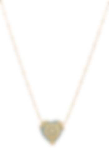 Gold Plated Green Aventurine & Cubic Zirconia Heart Pendant Necklace In Sterling Silver by RUUH STUDIOS