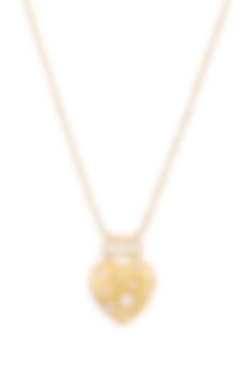 Gold Plated Cubic Zirconia Heart Pendant Necklace In Sterling Silver by RUUH STUDIOS