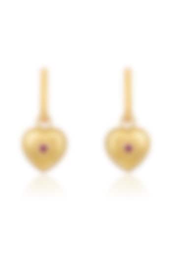 Gold Plated Swarovski Heart Hoop Earrings In Sterling Silver by RUUH STUDIOS
