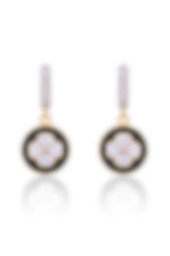 Gold Plated Gemstone & CZ Enamelled Heart Hoop Earrings In Sterling Silver by RUUH STUDIOS