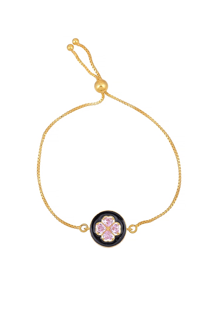 Gold Plated CZ Enamelled Openable Heart Bracelet In Sterling Silver by RUUH STUDIOS