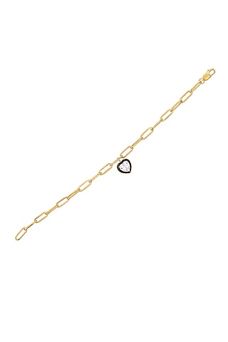 Gold Plated CZ Enamelled Openable Heart Bracelet In Sterling Silver by RUUH STUDIOS