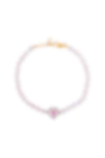 Gold Plated Pink Swarovski Openable Heart Bracelet In Sterling Silver by RUUH STUDIOS