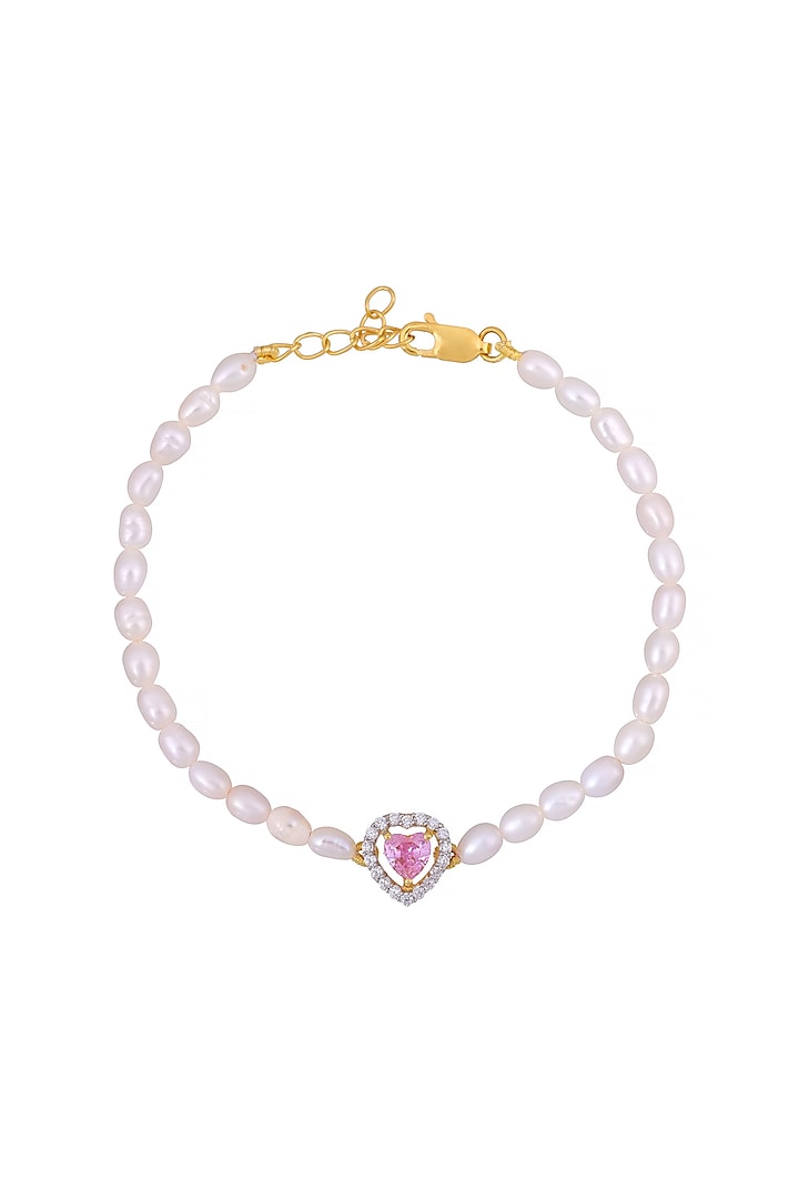 Gold Plated Pink Swarovski Openable Heart Bracelet In Sterling Silver by RUUH STUDIOS
