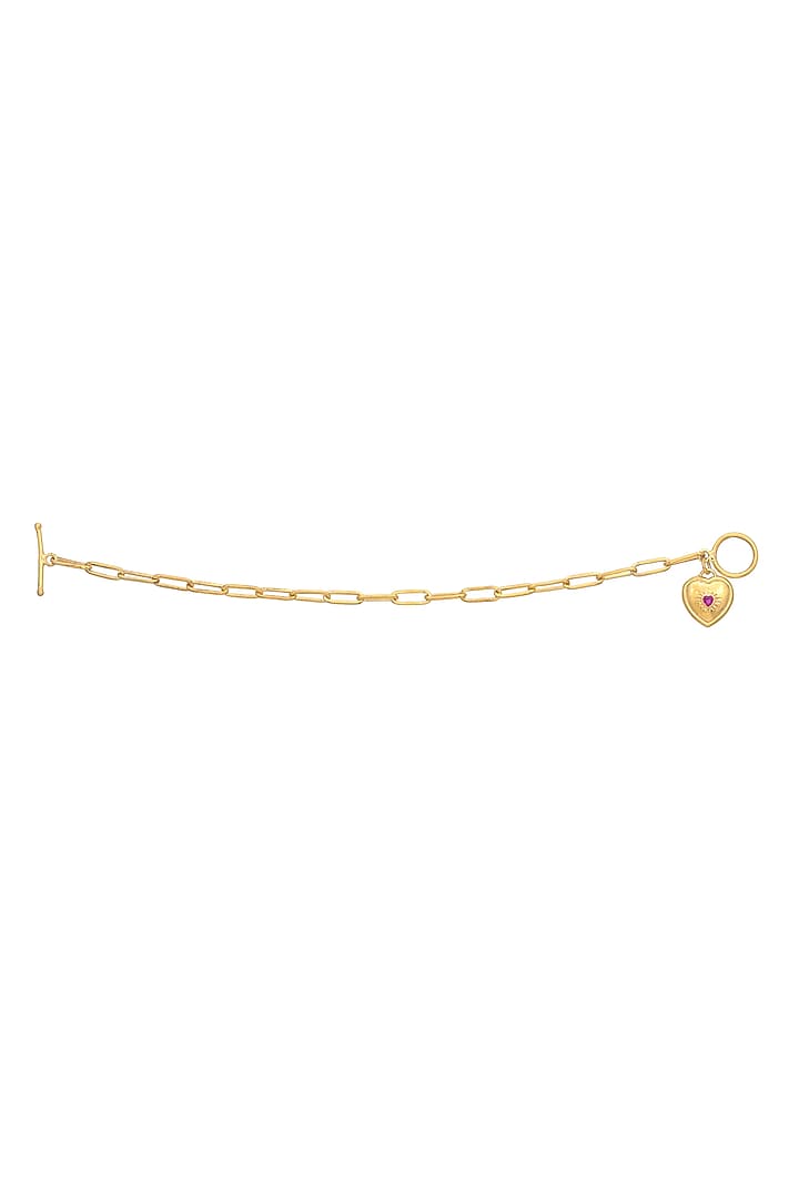 Gold Plated Ruby Swarovski Openable Heart Bracelet In Sterling Silver by RUUH STUDIOS at Pernia's Pop Up Shop