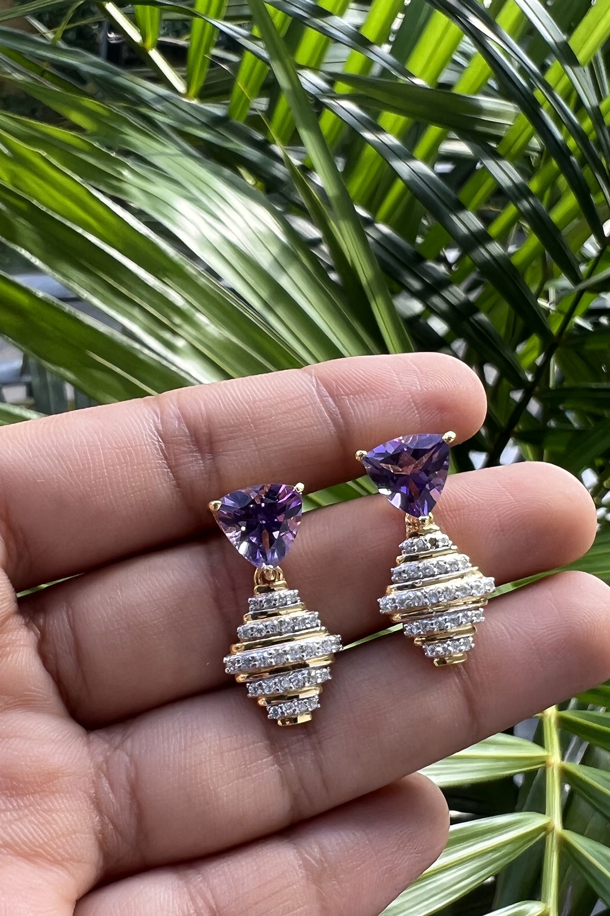 Gold Plated Amethyst Drop Earrings In Sterling Silver by RUUH STUDIOS at Pernia's Pop Up Shop