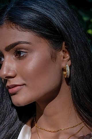 Gold Plated Hoop Earrings In Sterling Silver by RUUH STUDIOS