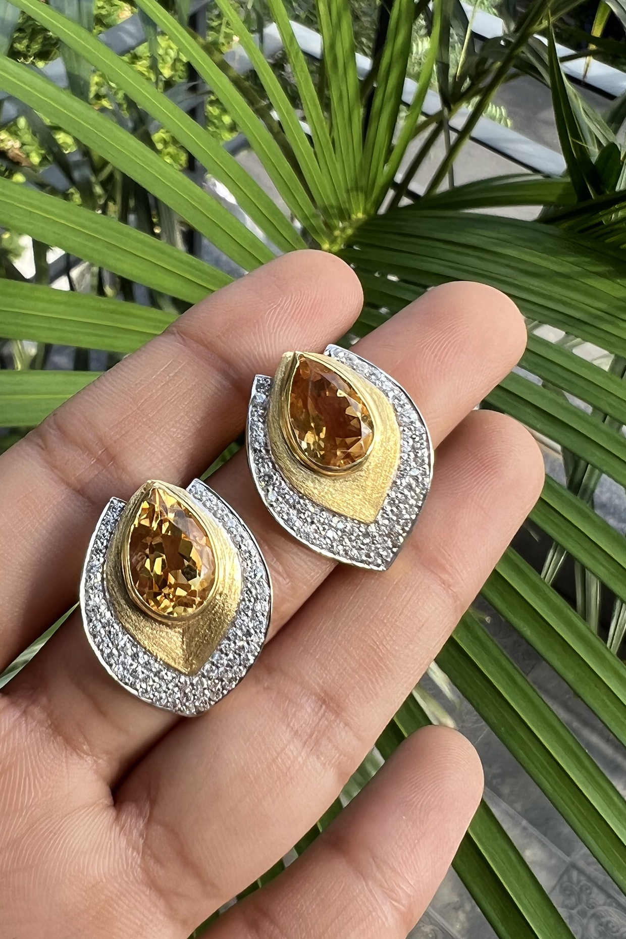 Gold Plated Natural Citrine Stud Earrings In Sterling Silver by RUUH STUDIOS at Pernia's Pop Up Shop