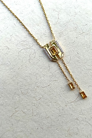 Gold Plated Citrine Pendant Necklace In Sterling Silver by RUUH STUDIOS