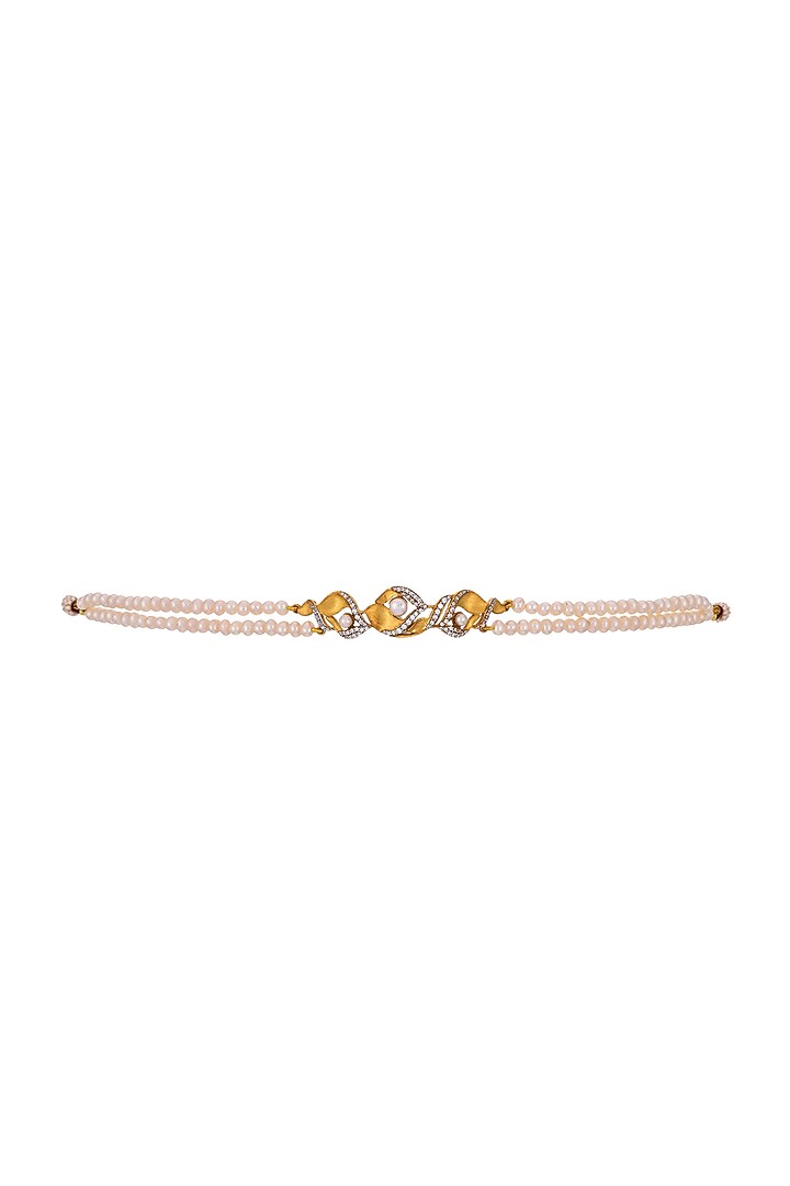 Gold Plated Floral Pearl Choker Necklace In Sterling Silver by RUUH STUDIOS at Pernia's Pop Up Shop