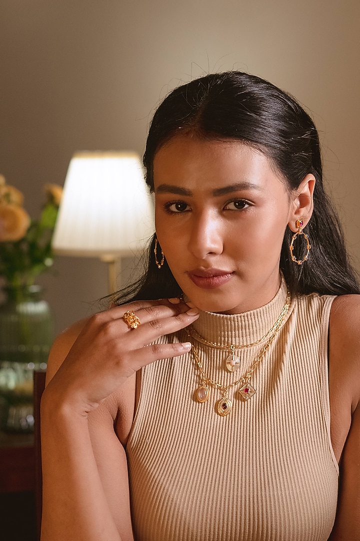 Gold Plated Rose Quartz Pendant Necklace In Sterling Silver by RUUH STUDIOS at Pernia's Pop Up Shop