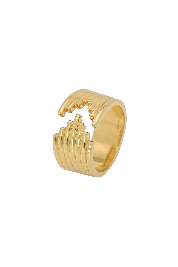 Gold Plated Geometric Ring In Sterling Silver by RUUH STUDIOS at Pernia's Pop Up Shop